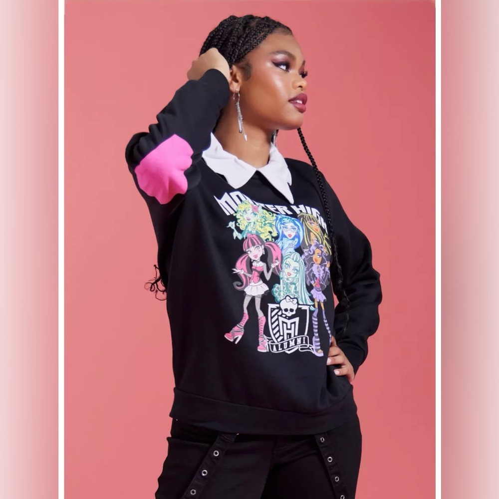 Monster High Black Sweatshirt with Pink Sleeve
